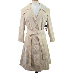 Vtg Samuel Dong Women's Long Taffeta Trench Coat Dress Belted Stretch Size M NWT